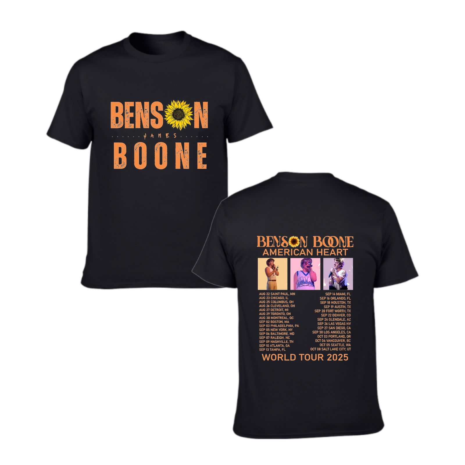 Benson Boone American Heart Music Tour Merch Shirt with Date