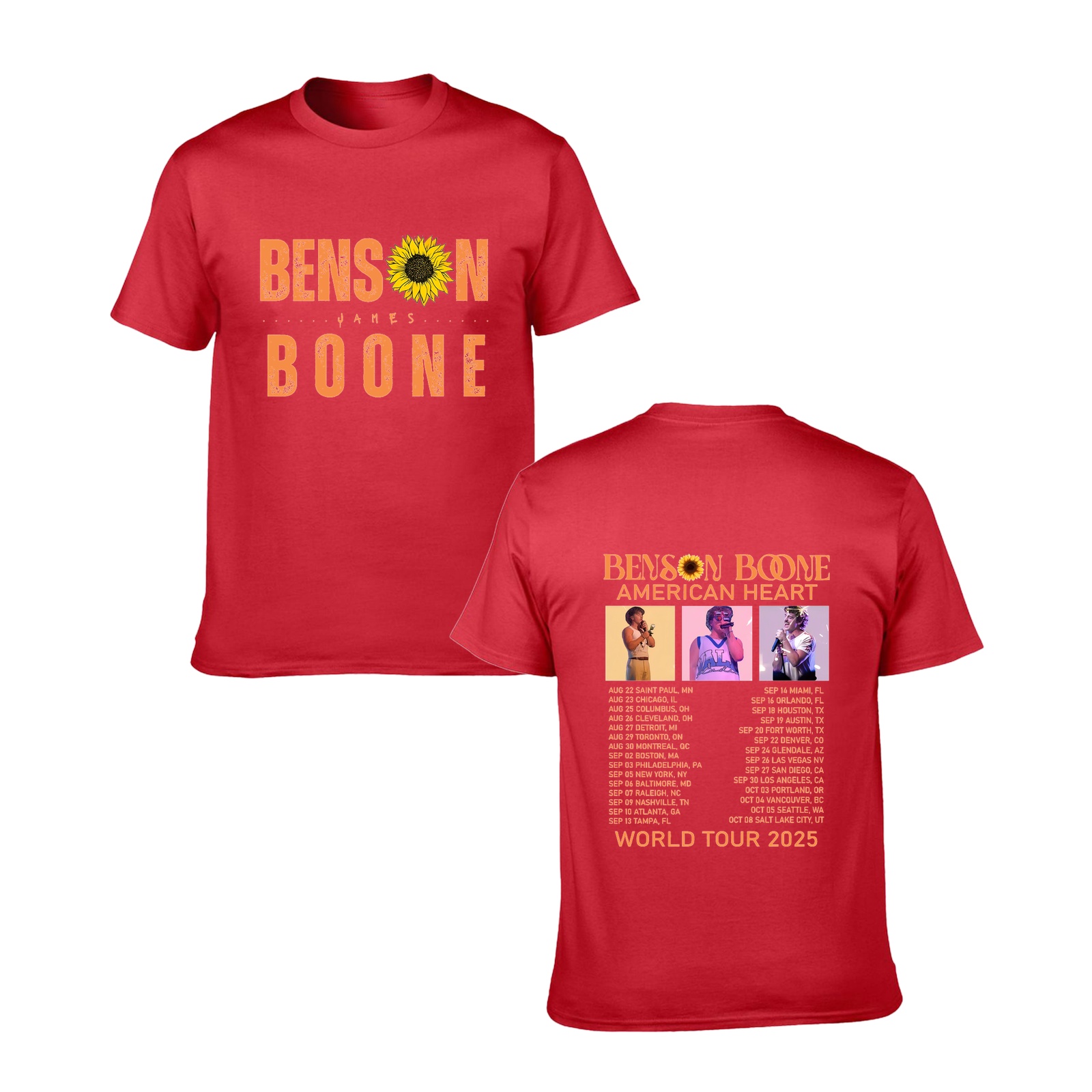 Benson Boone American Heart Music Tour Merch Shirt with Date